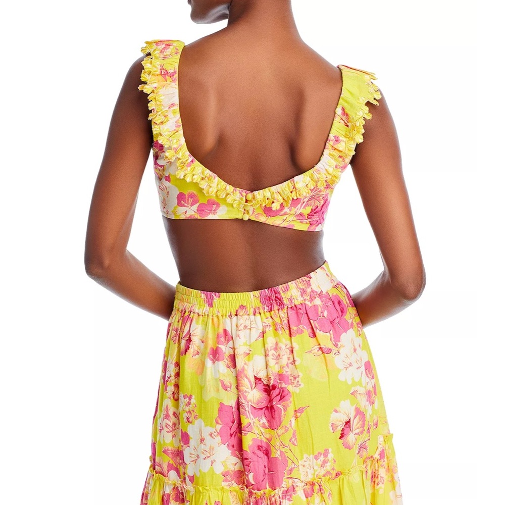NWT Hemant and Nandita Embroidered Floral Print Crop Top and Midi Skirt Set - M - Picture 3 of 9
